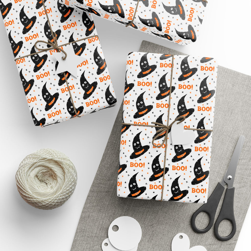 Halloween Boo Hats Wrapping Paper | Holiday Gift Wrapping Paper Roll