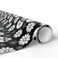 Day of the Dead Black Flower Head Wrapping Paper | Holiday Gift Wrapping Paper Roll