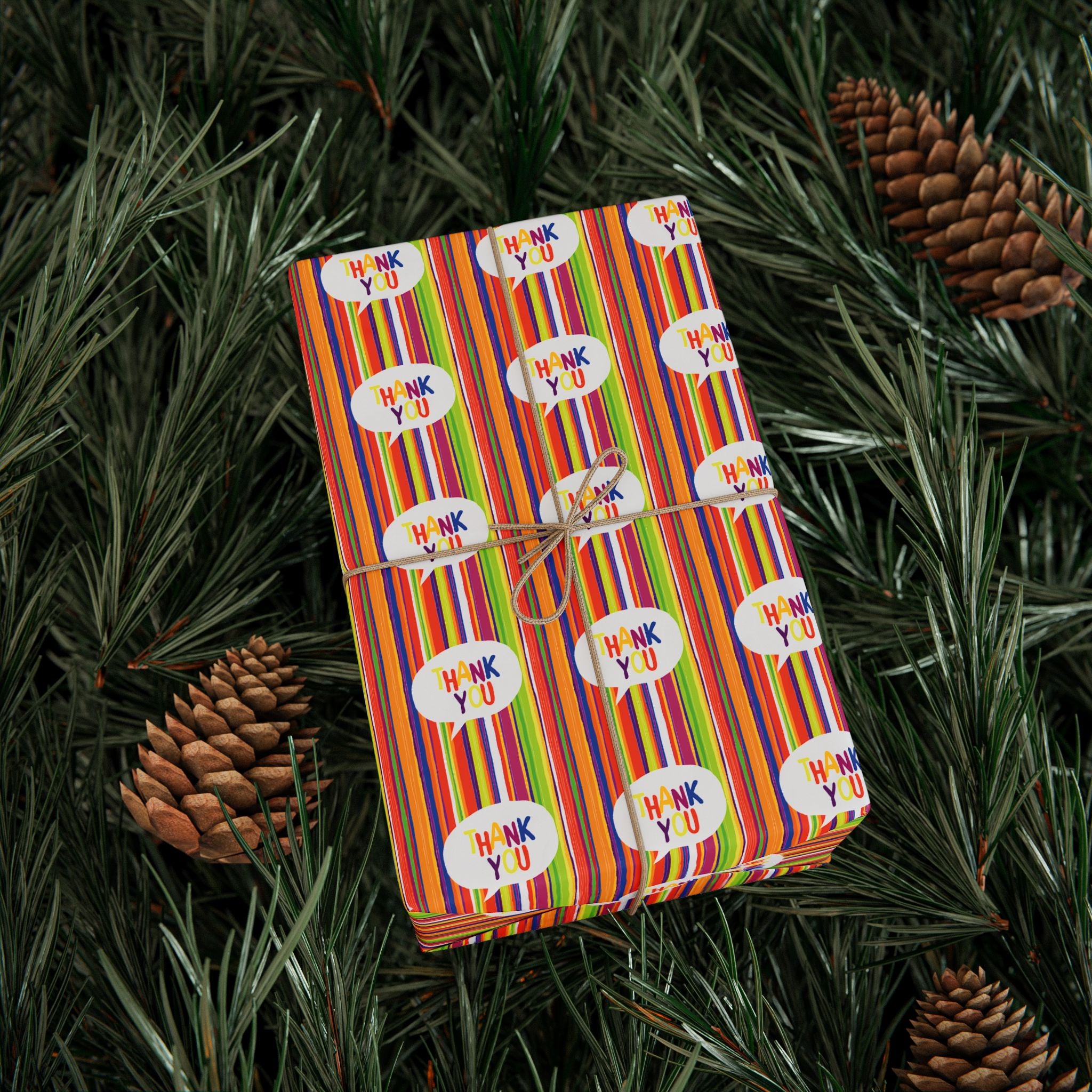 Thank You 70s Wallpaper Wrapping Paper Design | Holiday Gift Wrapping Paper Roll