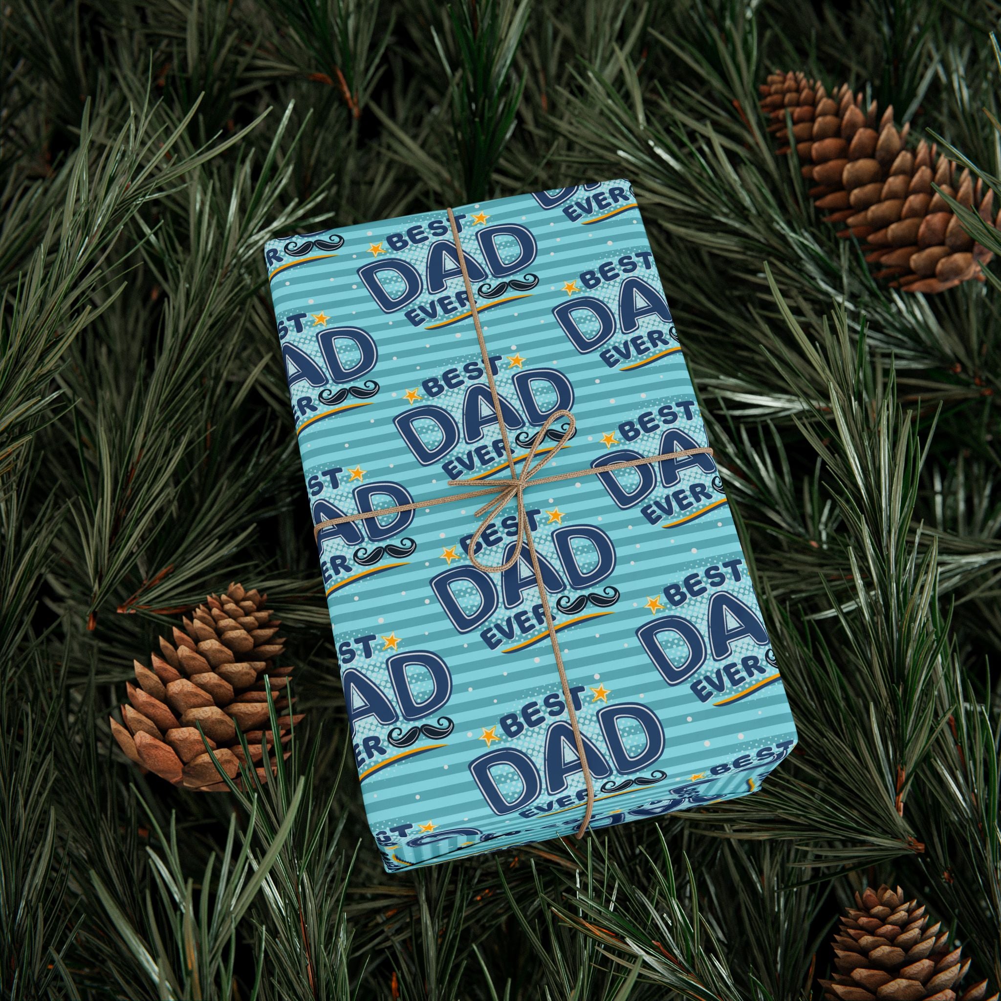 Father's Day Best Dad Ever Wrapping Paper - Holiday Gift Wrapping Paper Roll