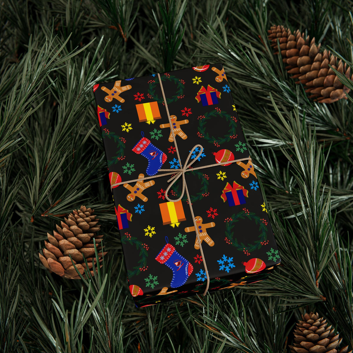 Christmas Blue Stockings Wrapping Paper | Holiday Gift Wrapping Paper