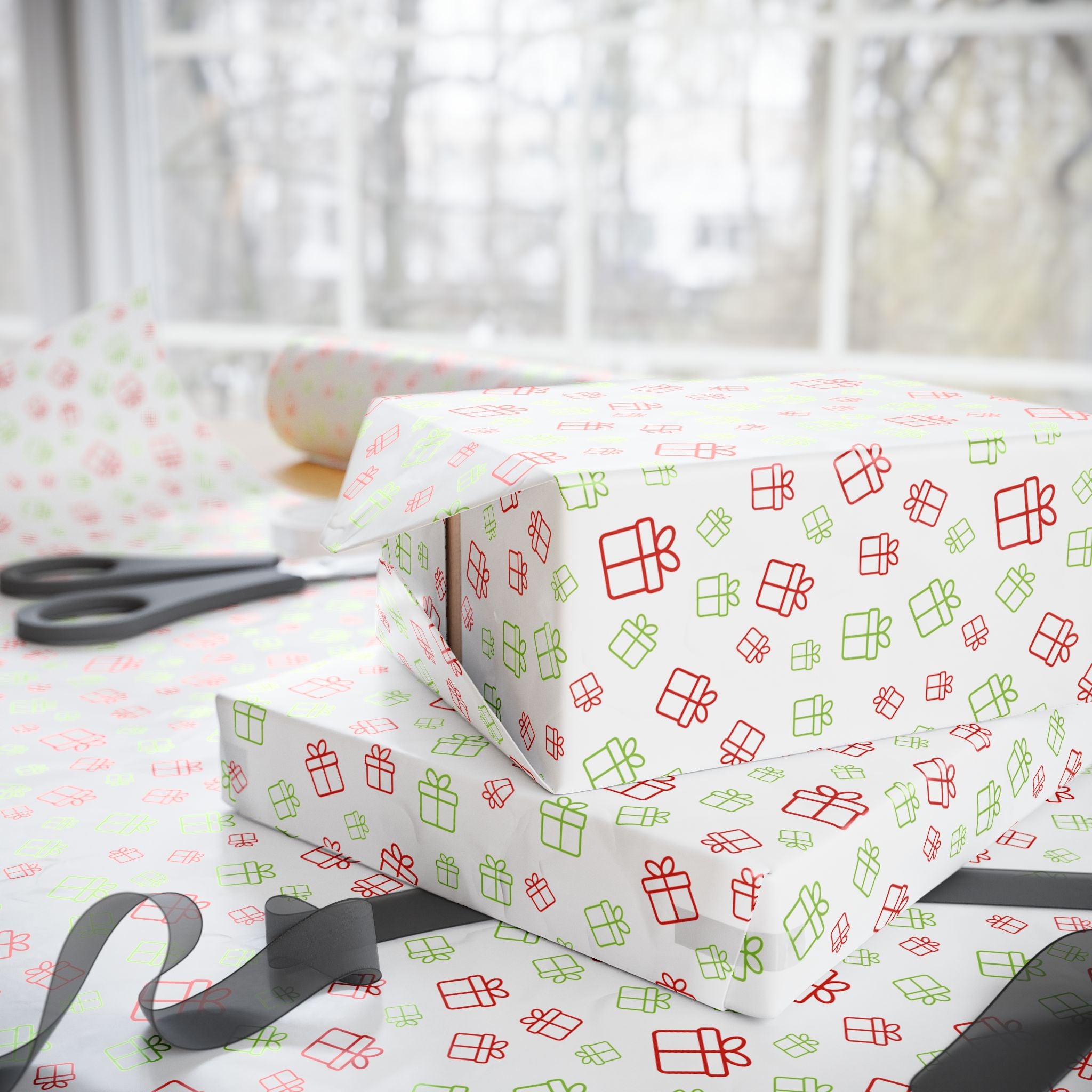 Christmas Gift Silhouettes Wrapping Paper | Holiday Gift Wrapping Paper Roll