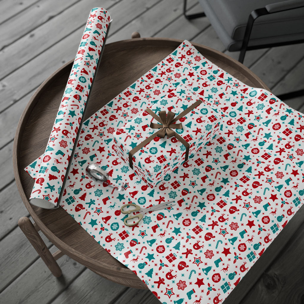 Christmas Cute Elements Wrapping Paper | Holiday Gift Wrapping Paper Roll