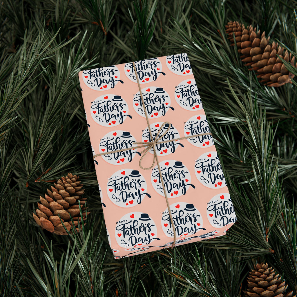 Father's Day Circle Greetings Wrapping Paper - Holiday Gift Wrapping Paper Roll