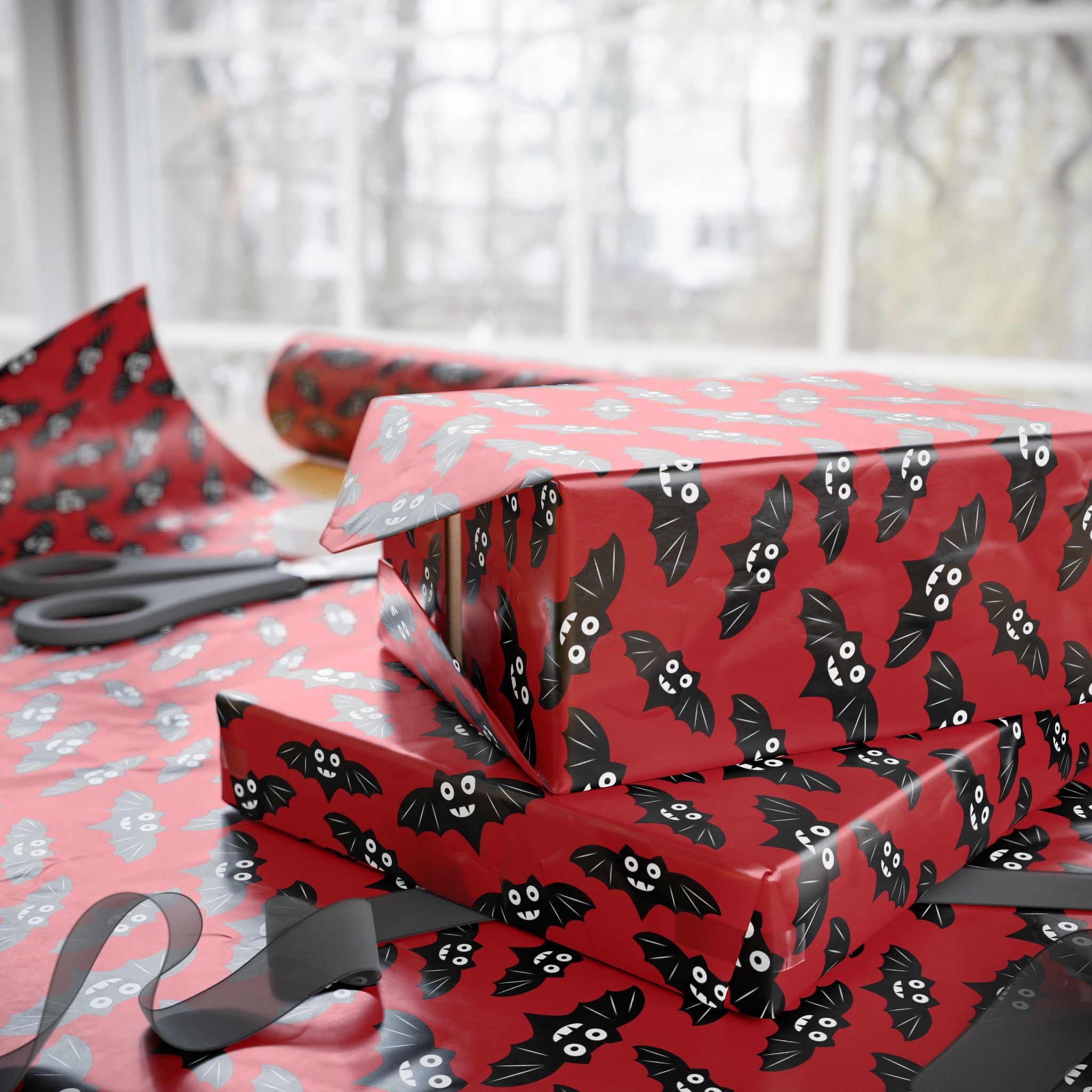 Halloween Smirking Vampire Bats Wrapping Paper | Holiday Gift Wrapping Paper Roll