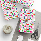 Hanukkah Multicolor Dreidels Wrapping Paper | Holiday Gift Wrapping Paper Roll