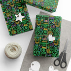 St Patrick's Day Neon Icons Wrapping Paper | Holiday Gift Wrapping Paper Roll