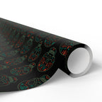 Day of the Dead Sugar Skull Outlines Wrapping Paper | Holiday Gift Wrapping Paper Roll