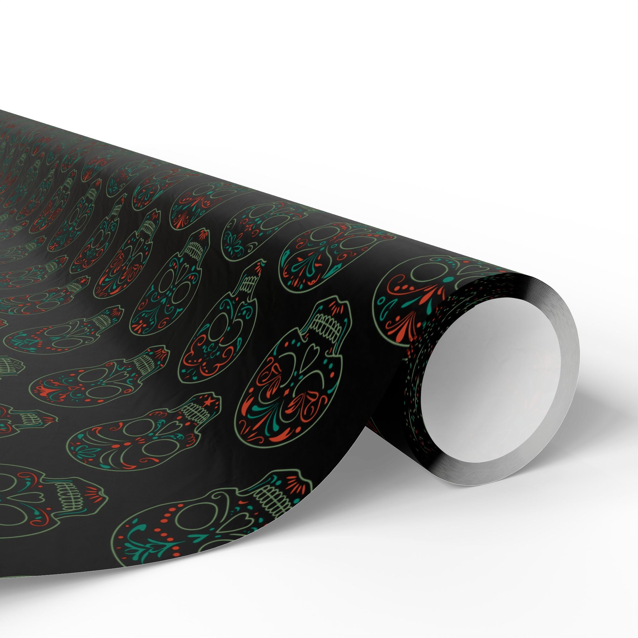 Day of the Dead Sugar Skull Outlines Wrapping Paper | Holiday Gift Wrapping Paper Roll