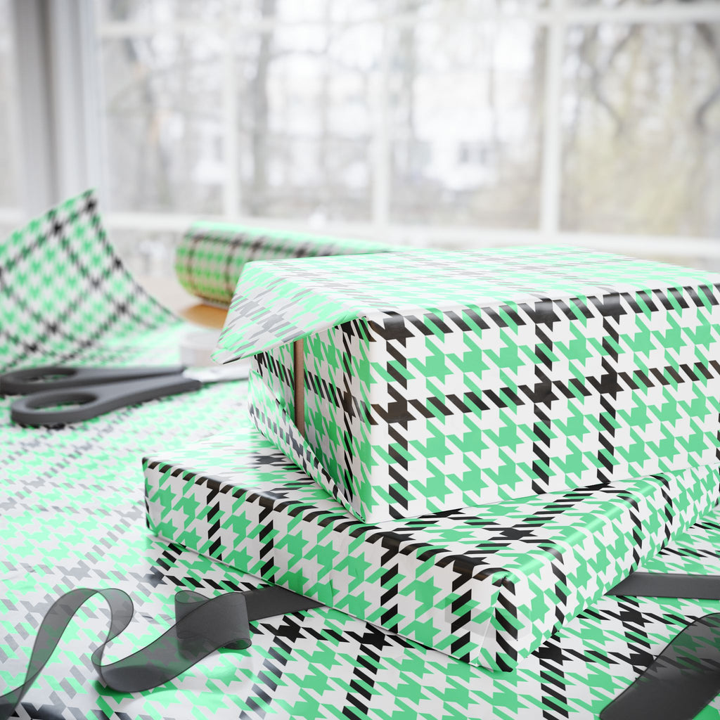 Houndstooth Wrapping Paper Design Seafoam 003 - Holiday Gift Wrapping Paper Roll