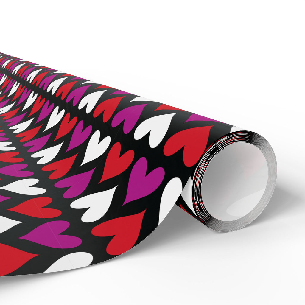 Valentine’s Day Black TriColor Crush Wrapping Paper | Holiday Gift Wrapping Paper Roll