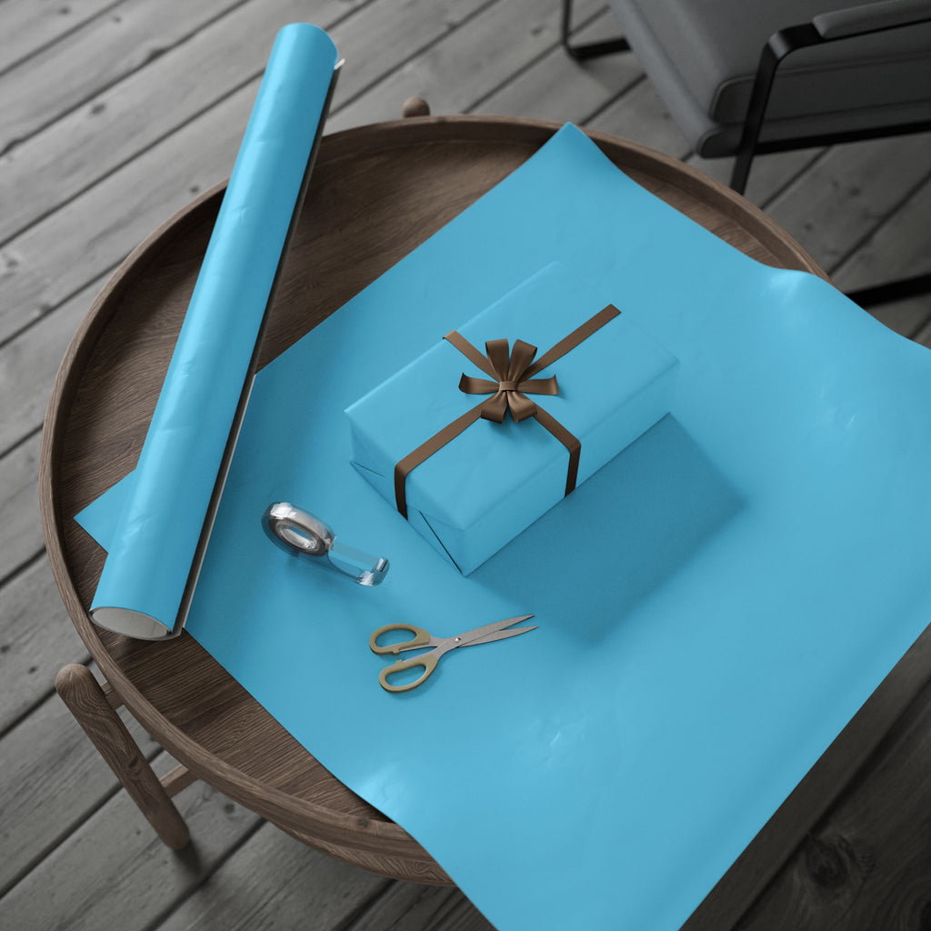 Solid Sky Blue Wrapping Paper - Holiday Gift Wrapping Paper Roll