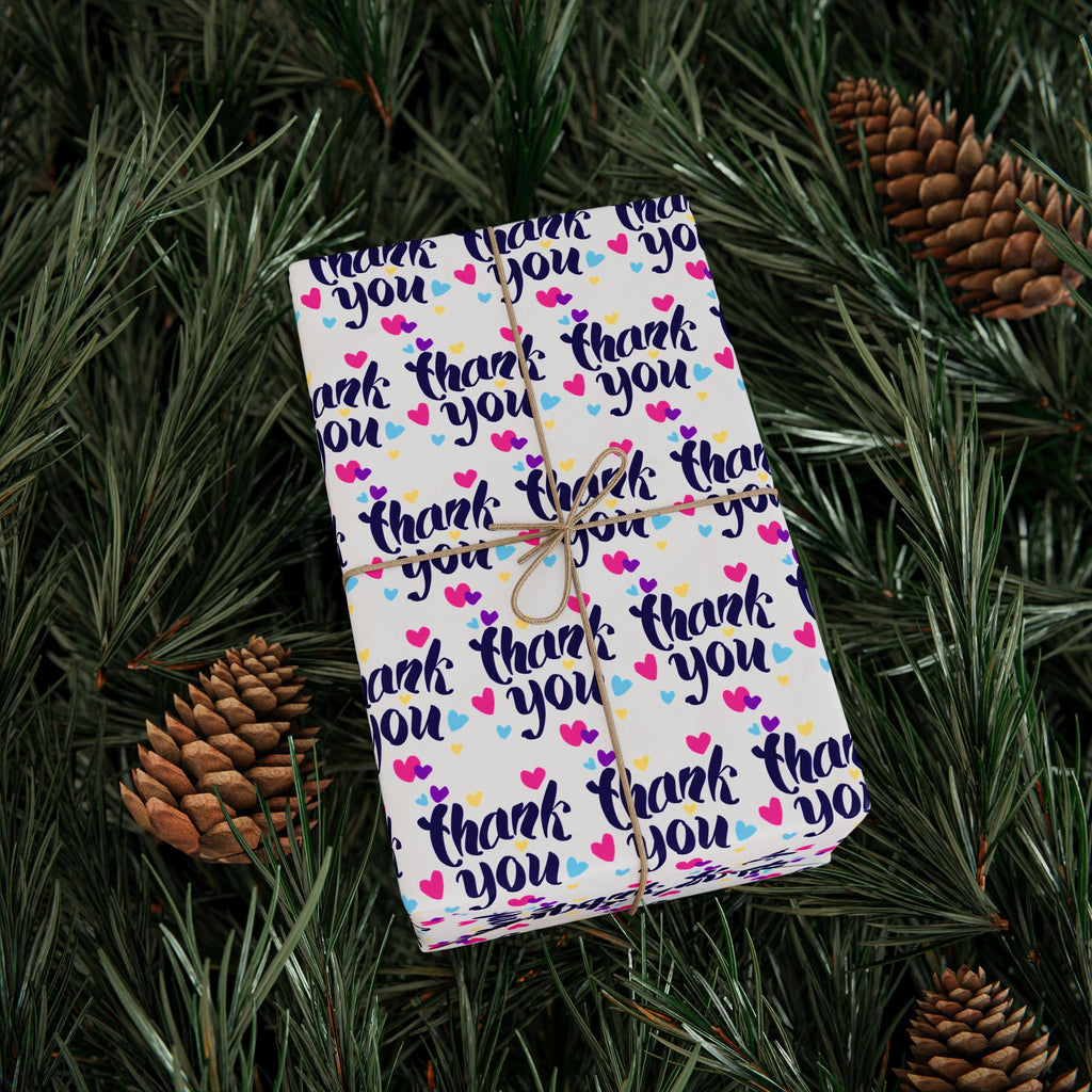 Thank You Colorful Hearts Paper Design | Holiday Gift Wrapping Paper Roll