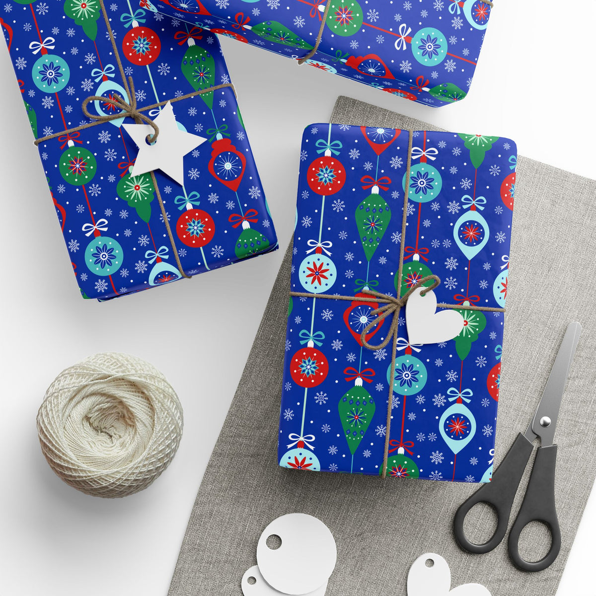 Christmas Assorted Ornaments Wrapping Paper | Holiday Gift Wrapping Paper