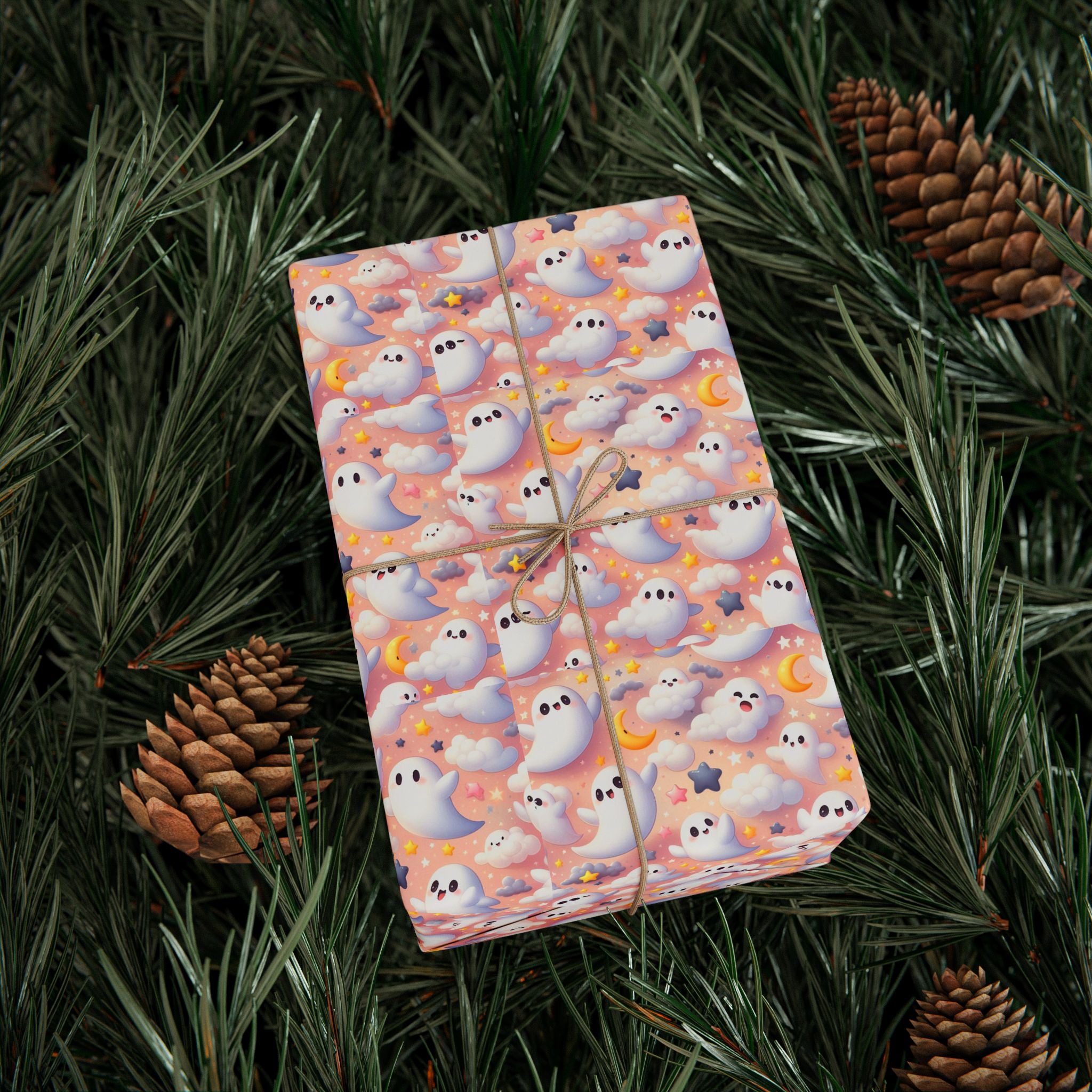 Halloween Ghost Clouds Wrapping Paper | Holiday Gift Wrapping Paper Roll