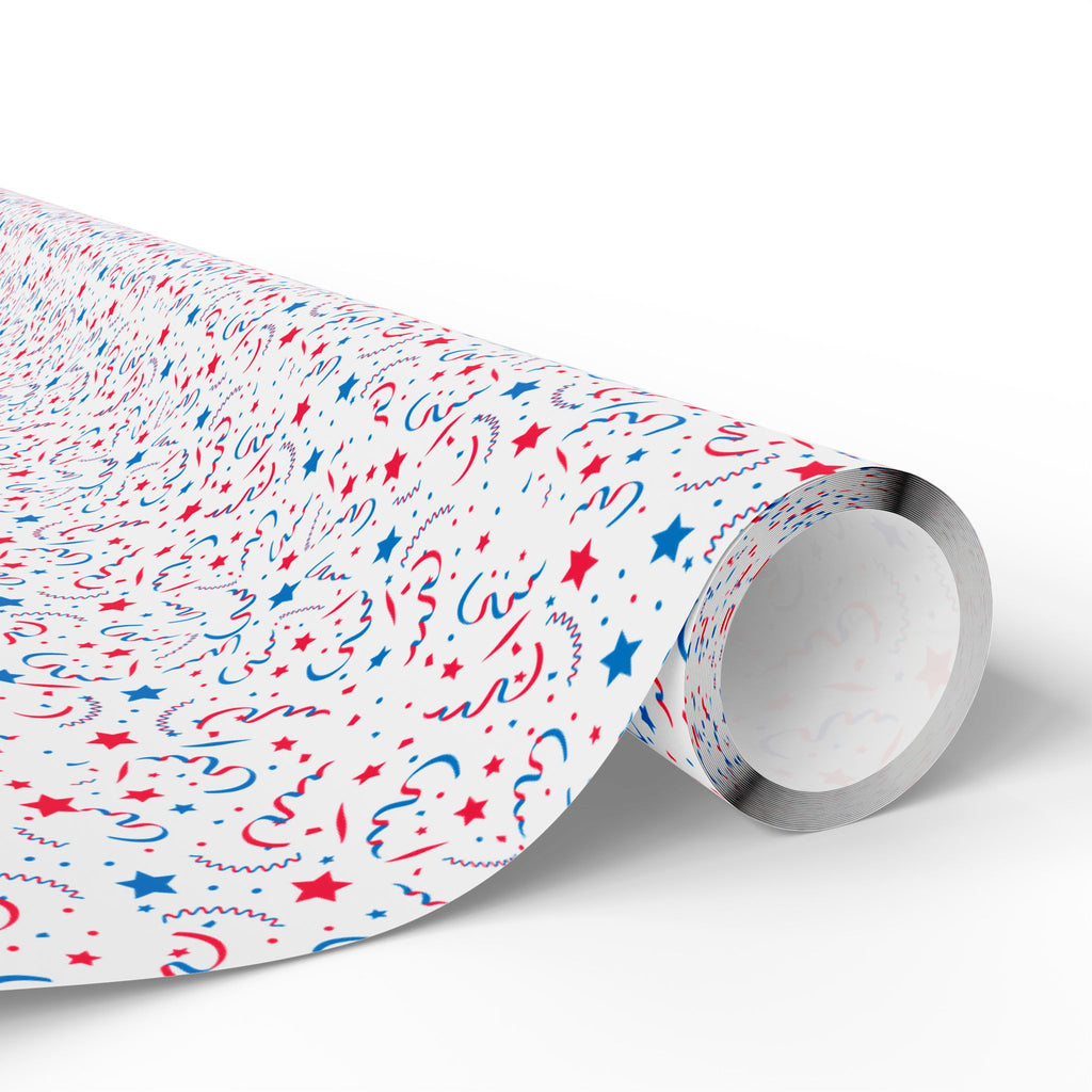 4th of July Patriotic Confetti Wrapping Paper | Holiday Gift Wrapping Paper Roll