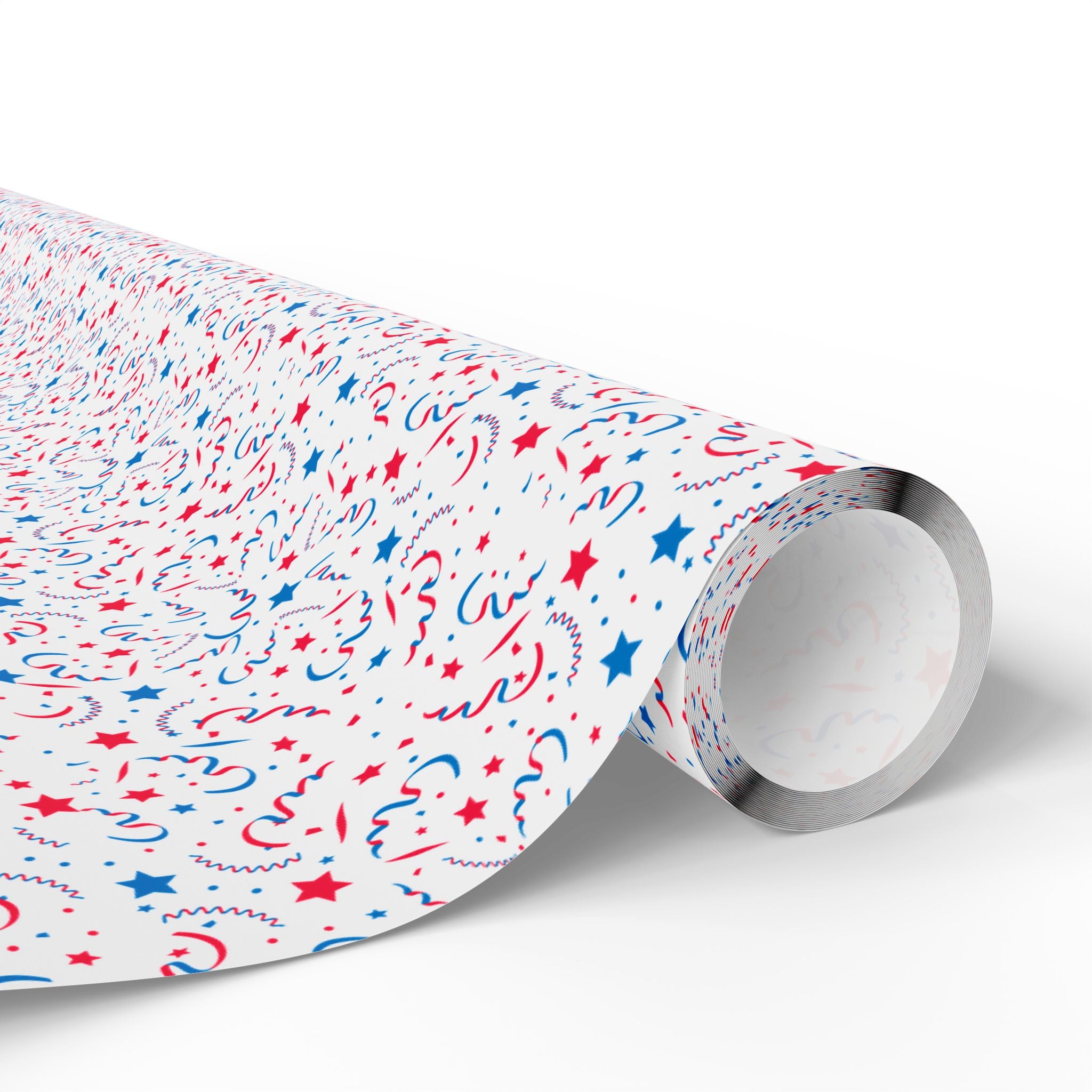 4th of July Patriotic Confetti Wrapping Paper | Holiday Gift Wrapping Paper Roll