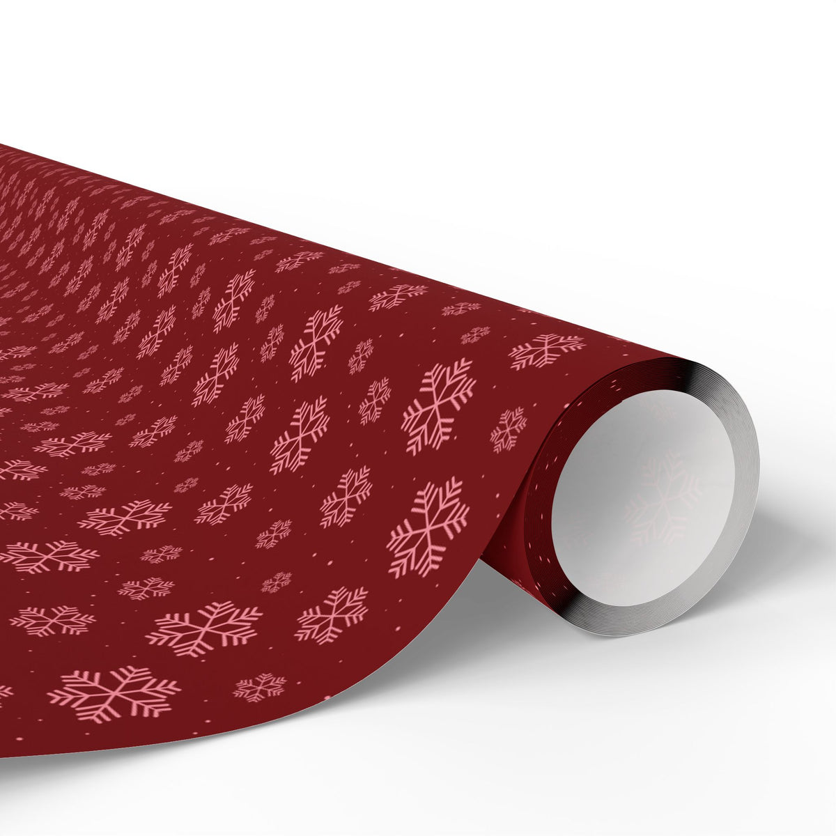 Christmas Dark Red Snowflakes Wrapping Paper | Holiday Gift Wrapping Paper Roll