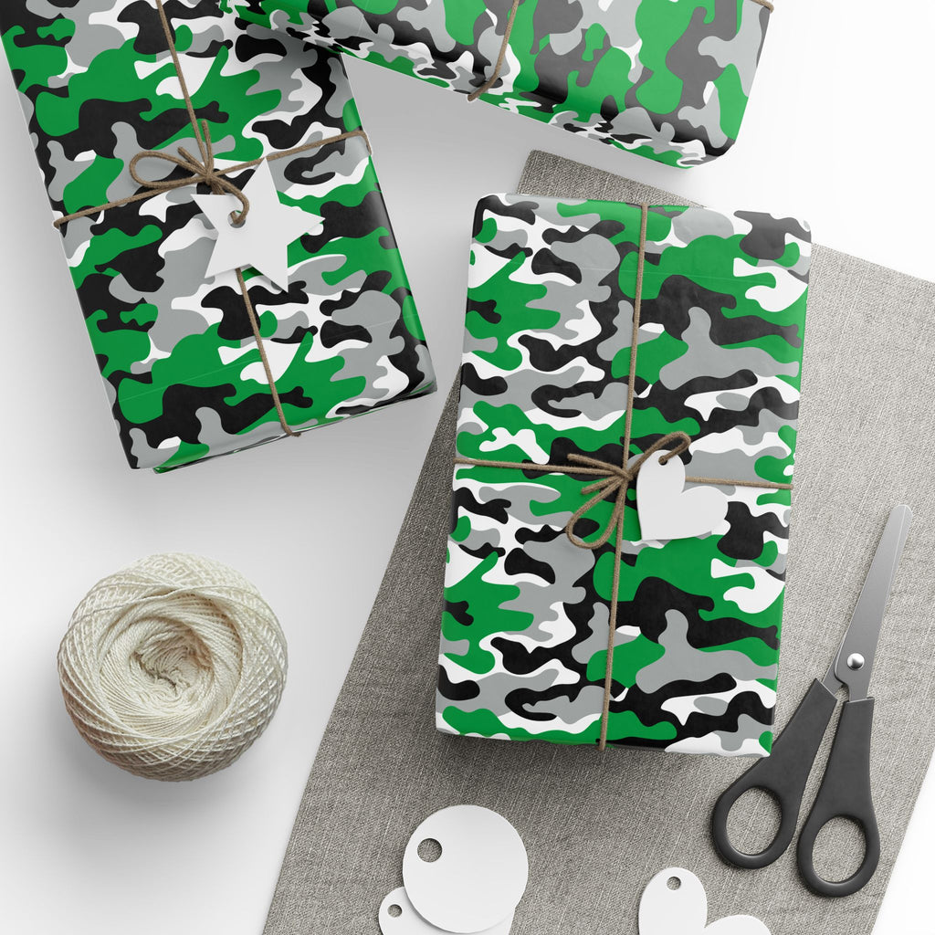 North Dakota Fighting Sioux Inspired Camoflauge Wrapping Paper - Holiday Gift Wrapping Paper Roll