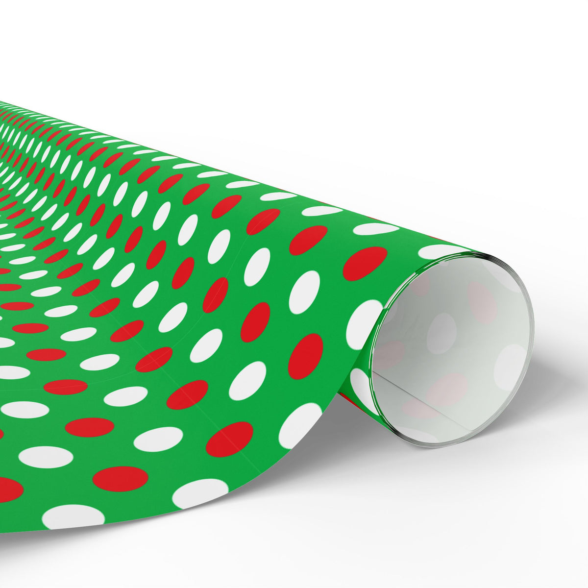 Christmas Dots on Green Wrapping Paper | Holiday Gift Wrapping Paper Roll