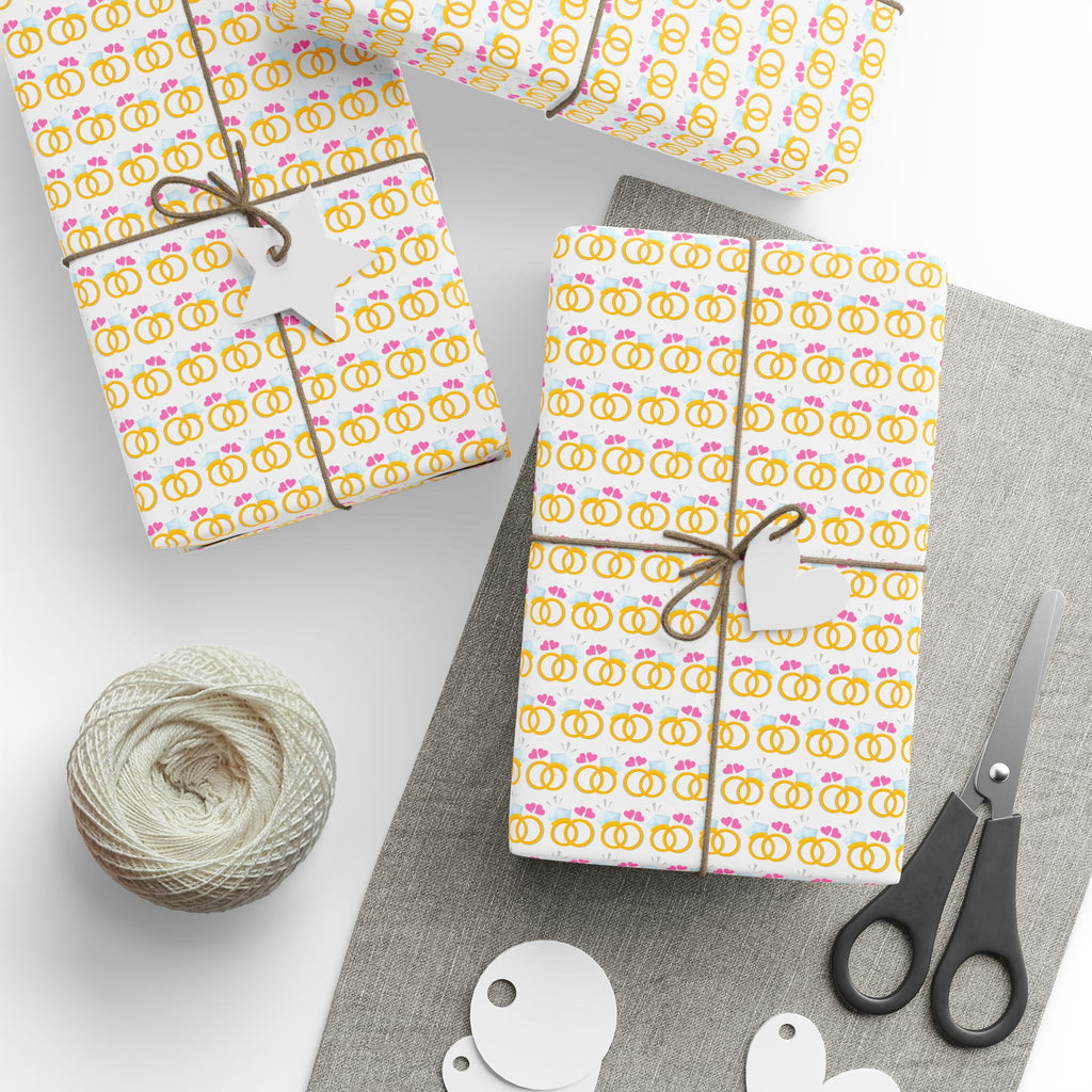 His and Her Rings Engagement Wrapping Paper Design - Holiday Gift Wrapping Paper Roll