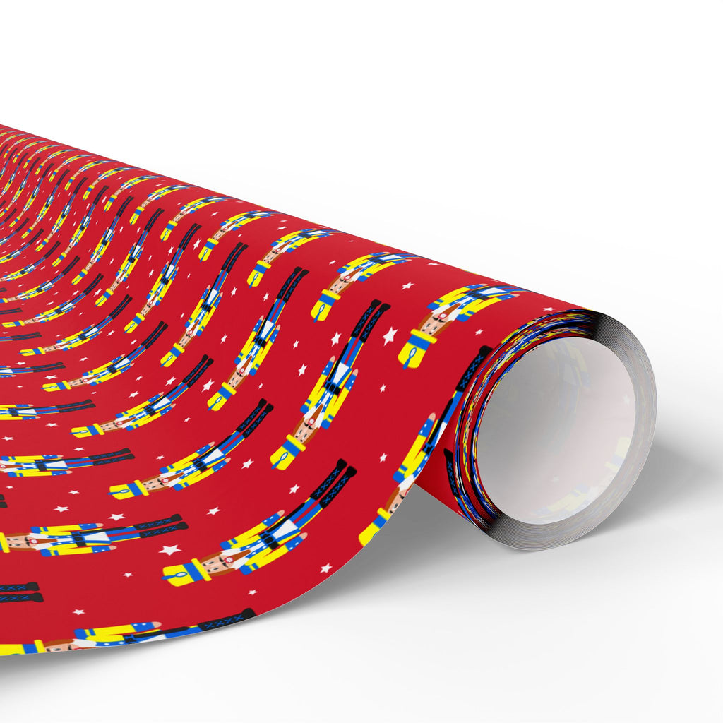 Christmas Yellow Nutcrackers Wrapping Paper | Holiday Gift Wrapping Paper Roll