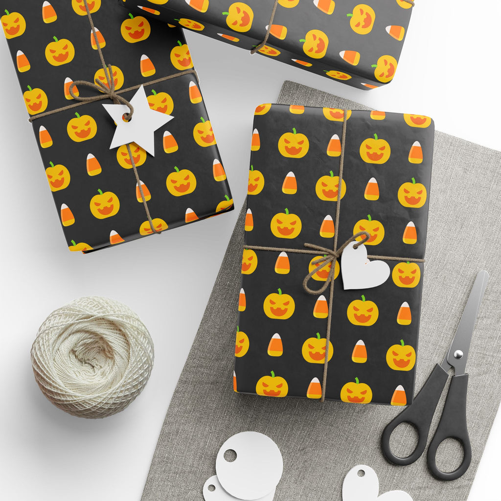 Halloween Candy Corn Pumpkins Wrapping Paper | Holiday Gift Wrapping Paper Roll