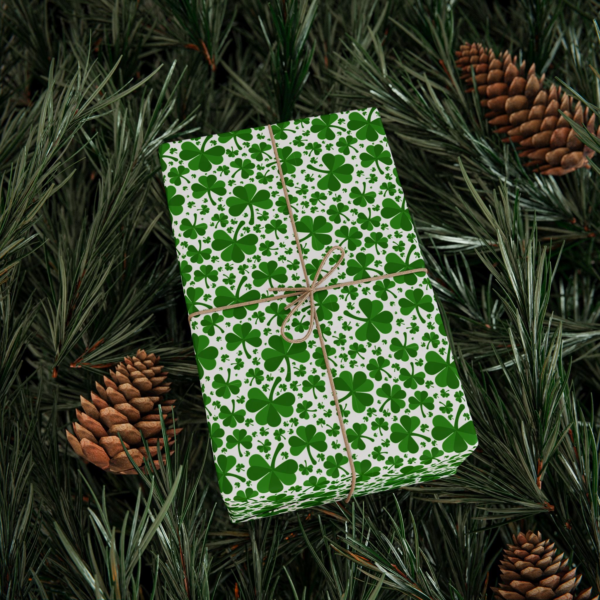 St Patrick's Day Assorted Clover Wrapping Paper | Holiday Gift Wrapping Paper Roll