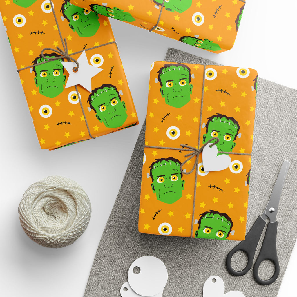 Halloween Frankenstein Stitches Wrapping Paper | Holiday Gift Wrapping Paper Roll