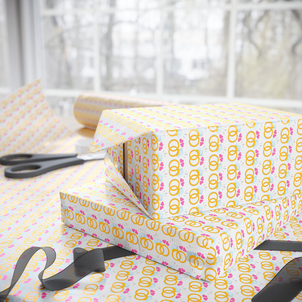 His and Her Rings Engagement Wrapping Paper Design - Holiday Gift Wrapping Paper Roll