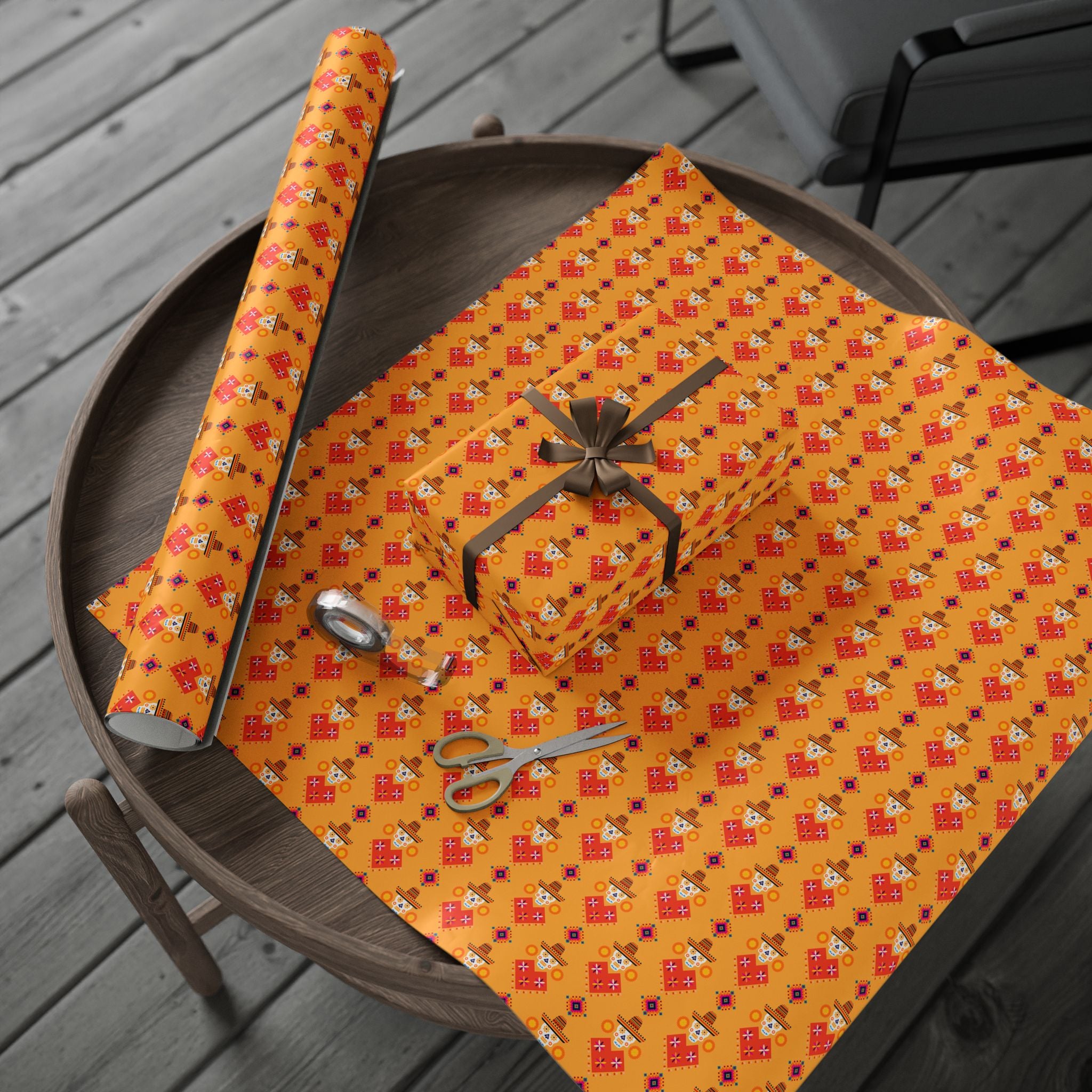 Day of the Dead Poncho Skulls Wrapping Paper | Holiday Gift Wrapping Paper Roll