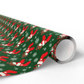 Christmas Holly Stockings Wrapping Paper | Holiday Gift Wrapping Paper Roll
