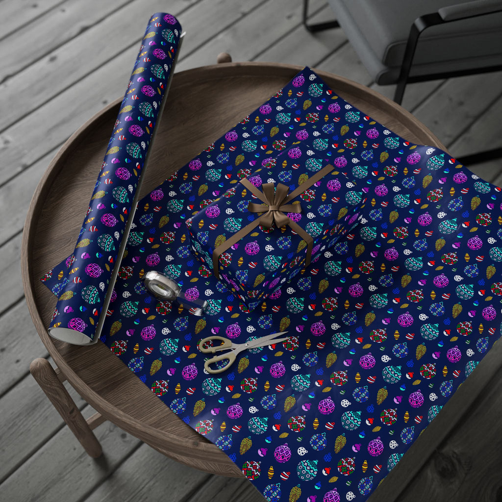 Christmas Stained Glass Ornaments Wrapping Paper | Holiday Gift Wrapping Paper Roll