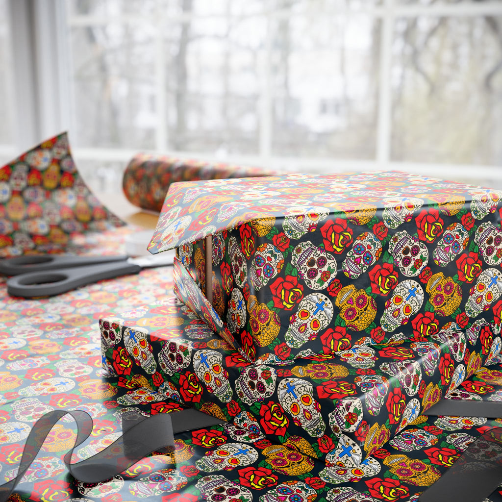 Day of the Dead Sugar Collage Wrapping Paper | Holiday Gift Wrapping Paper Roll