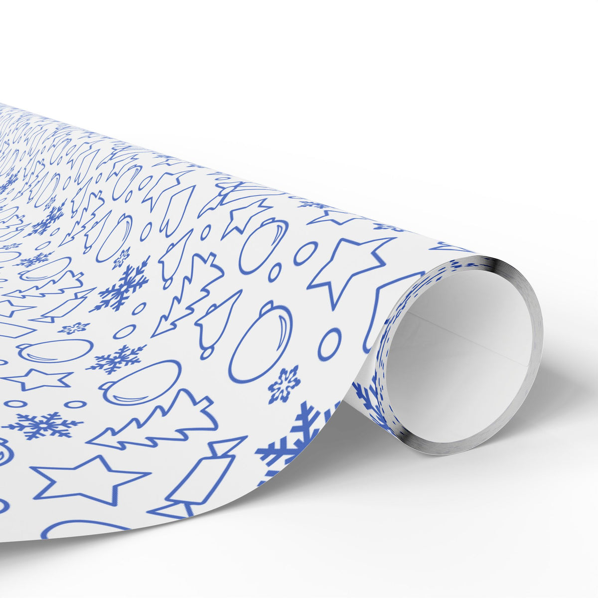 Christmas Blue Line Art Wrapping Paper | Holiday Gift Wrapping Paper