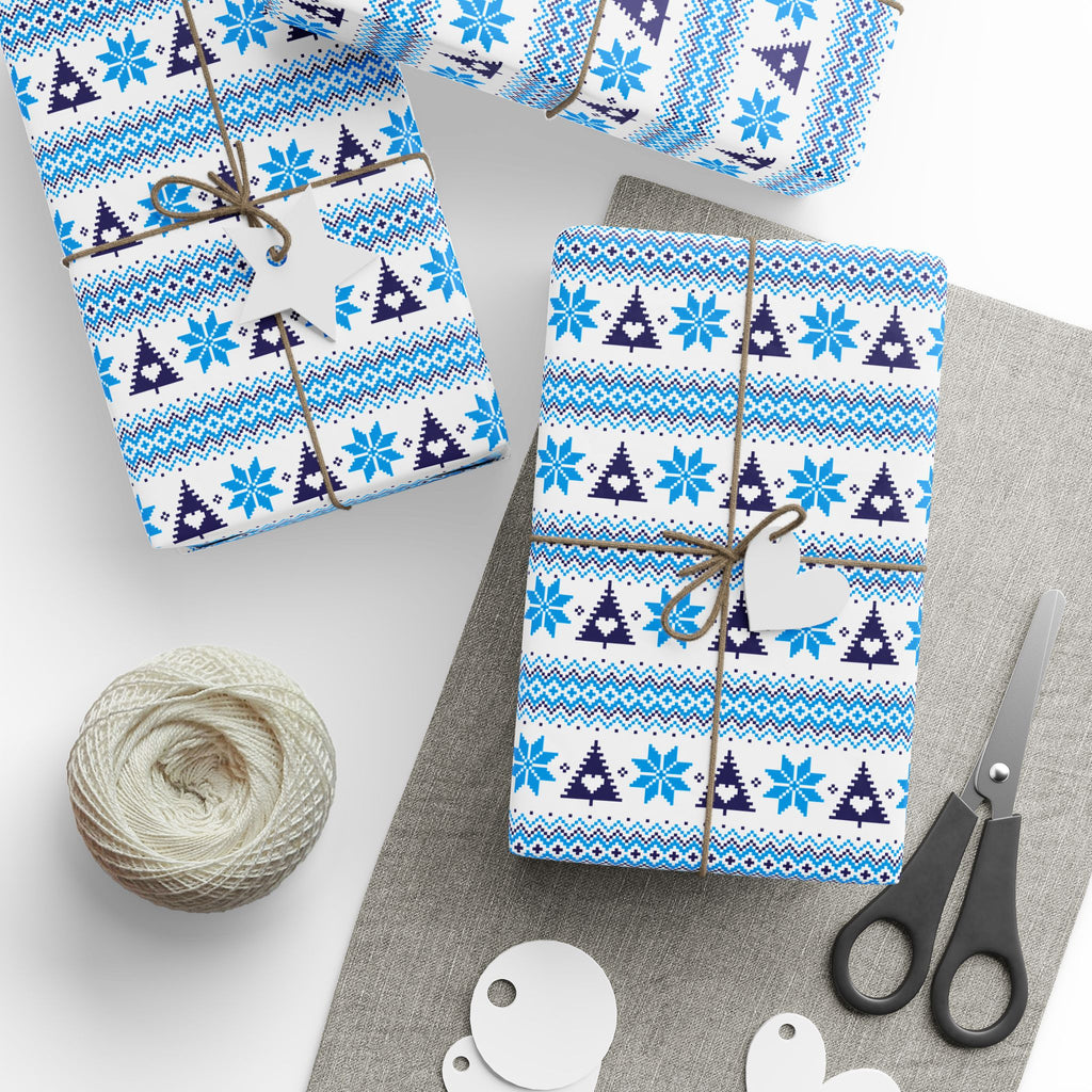 Christmas Ugly Blue Trees Wrapping Paper | Holiday Gift Wrapping Paper Roll