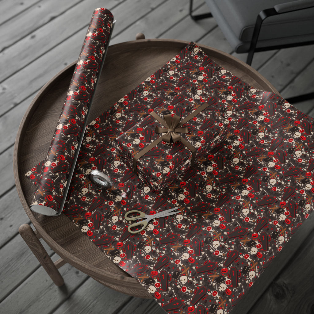 Halloween Vampire Icons Wrapping Paper | Holiday Gift Wrapping Paper Roll