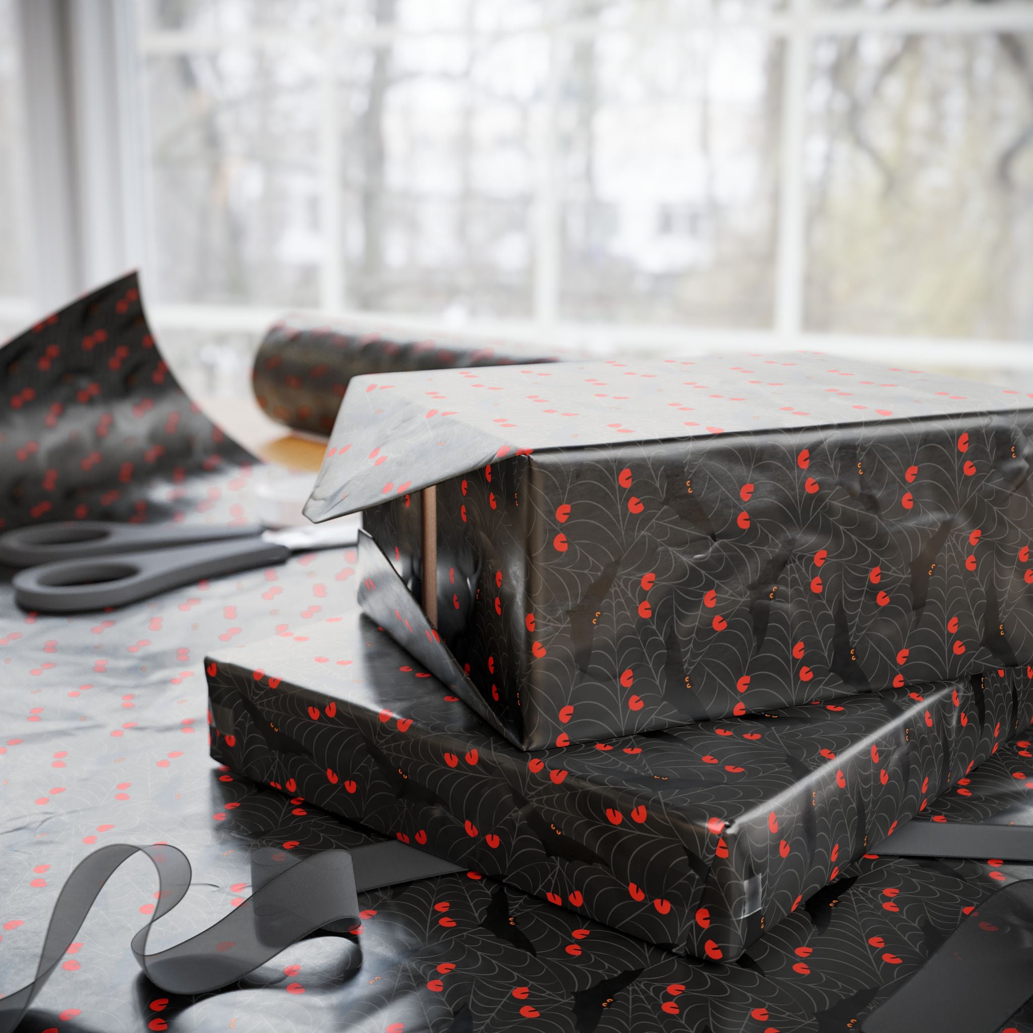 Halloween Batty Webs Wrapping Paper | Holiday Gift Wrapping Paper Roll