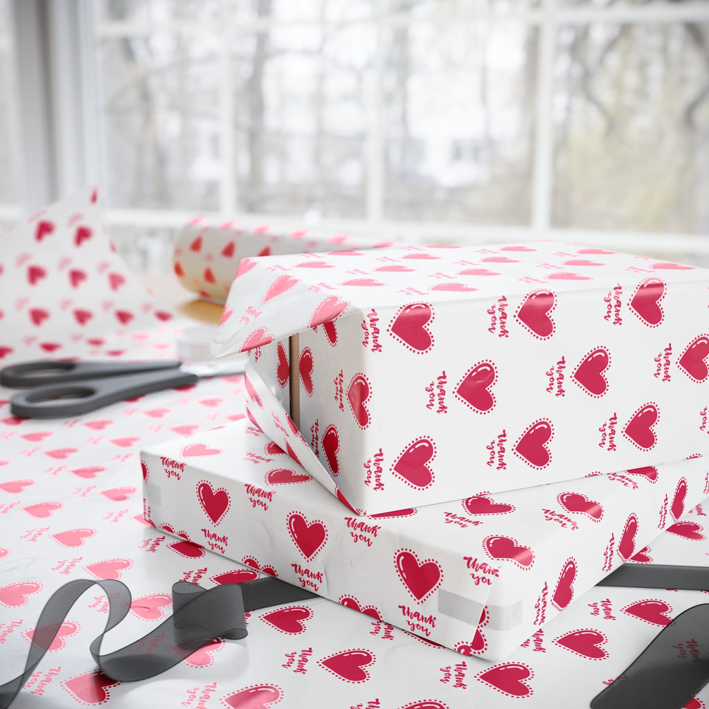 Thank You Beating Hearts Wrapping Paper Design | Holiday Gift Wrapping Paper Roll