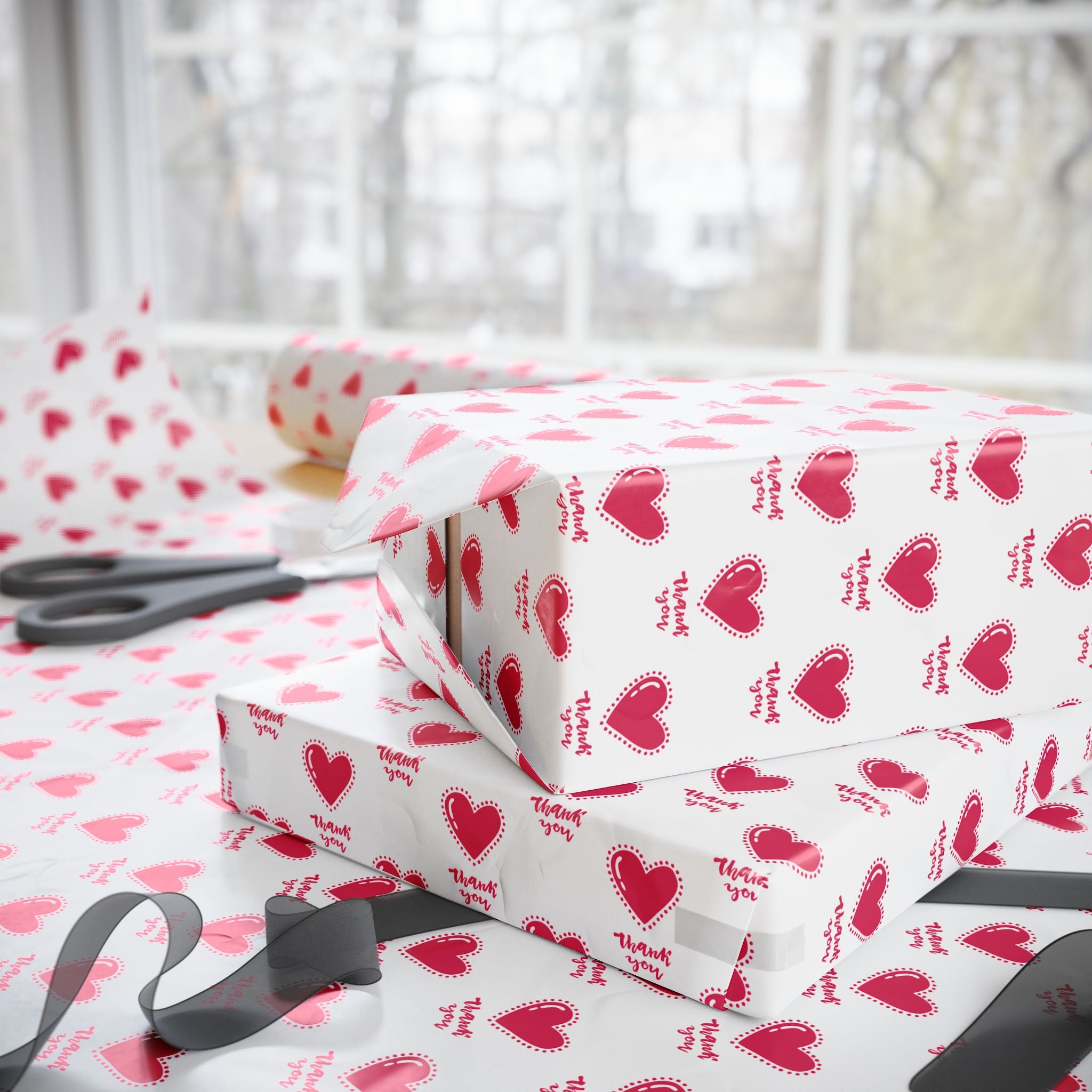 Thank You Beating Hearts Wrapping Paper Design | Holiday Gift Wrapping Paper Roll