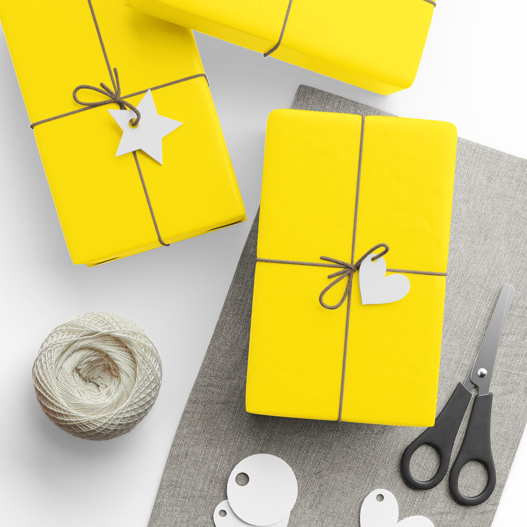 Solid Lemon Yellow Wrapping Paper - Holiday Gift Wrapping Paper Roll