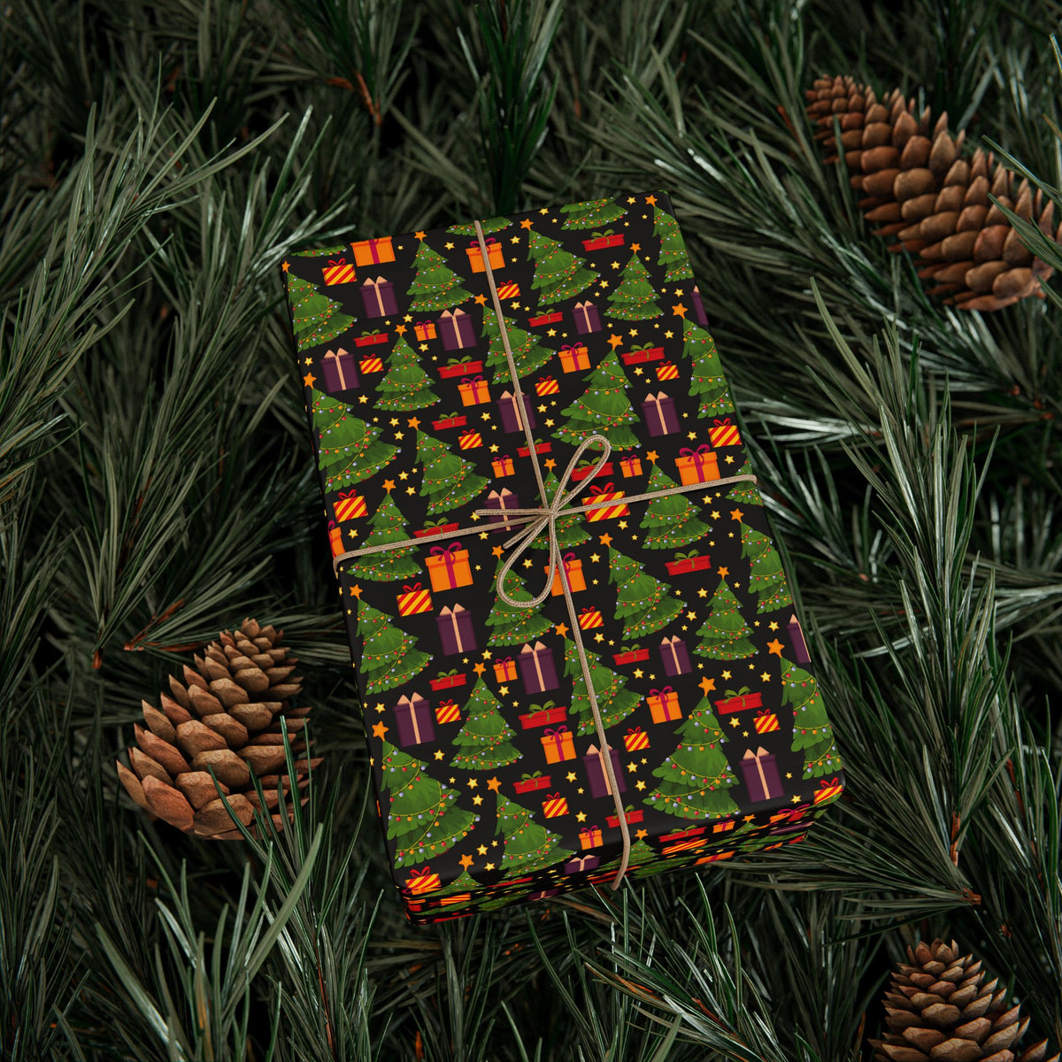 Christmas Gift Trees Wrapping Paper | Holiday Gift Wrapping Paper Roll