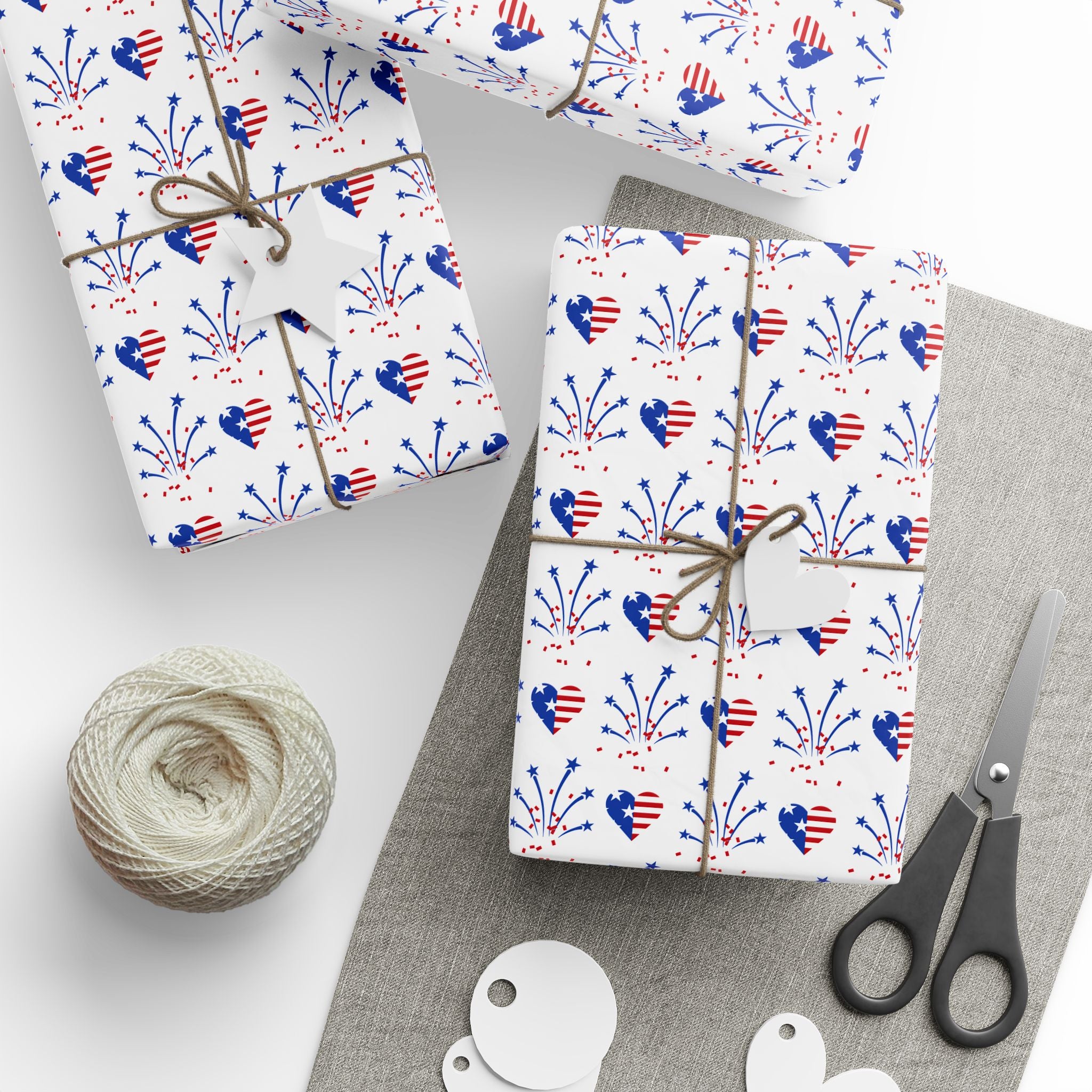 4th of July Love Fireworks Wrapping Paper | Holiday Gift Wrapping Paper Roll
