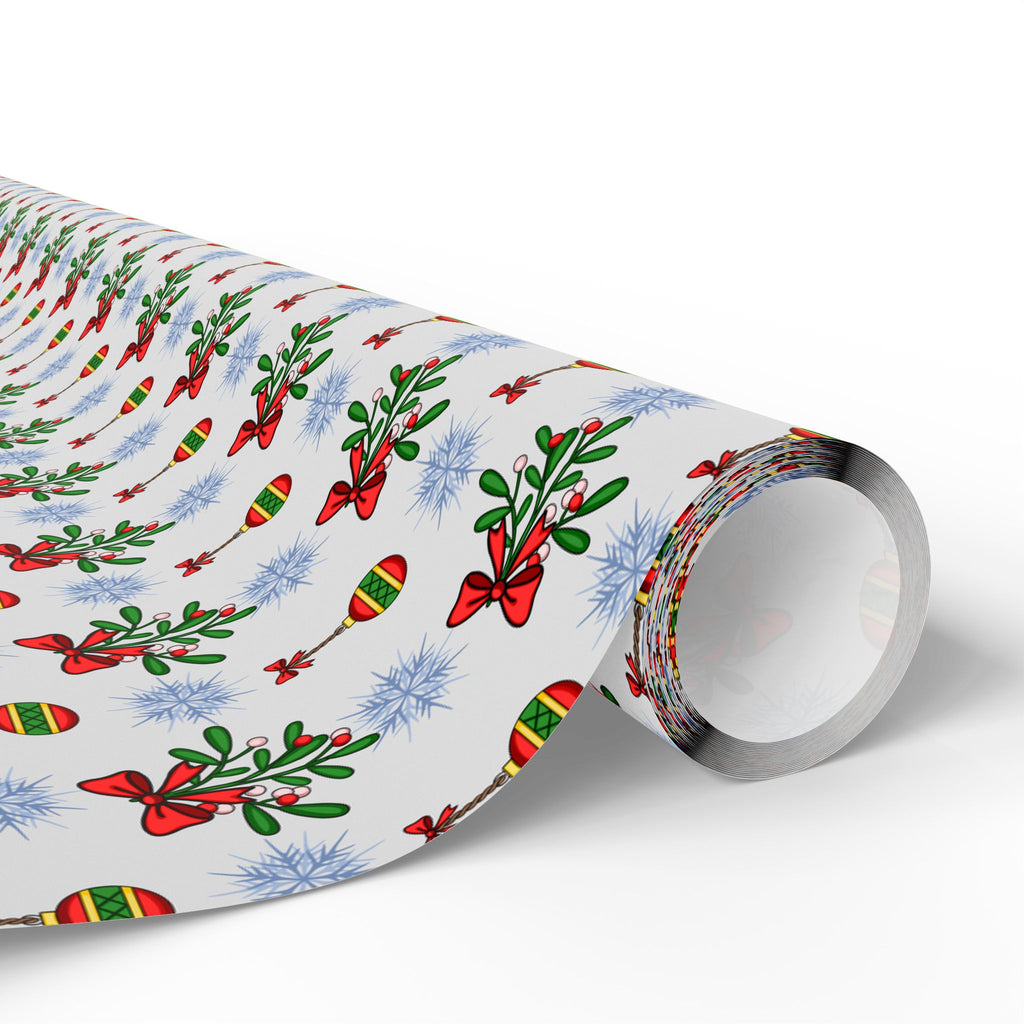 Christmas Cartoon Mistletoe Wrapping Paper | Holiday Gift Wrapping Paper Roll