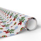 Christmas Cartoon Mistletoe Wrapping Paper | Holiday Gift Wrapping Paper Roll