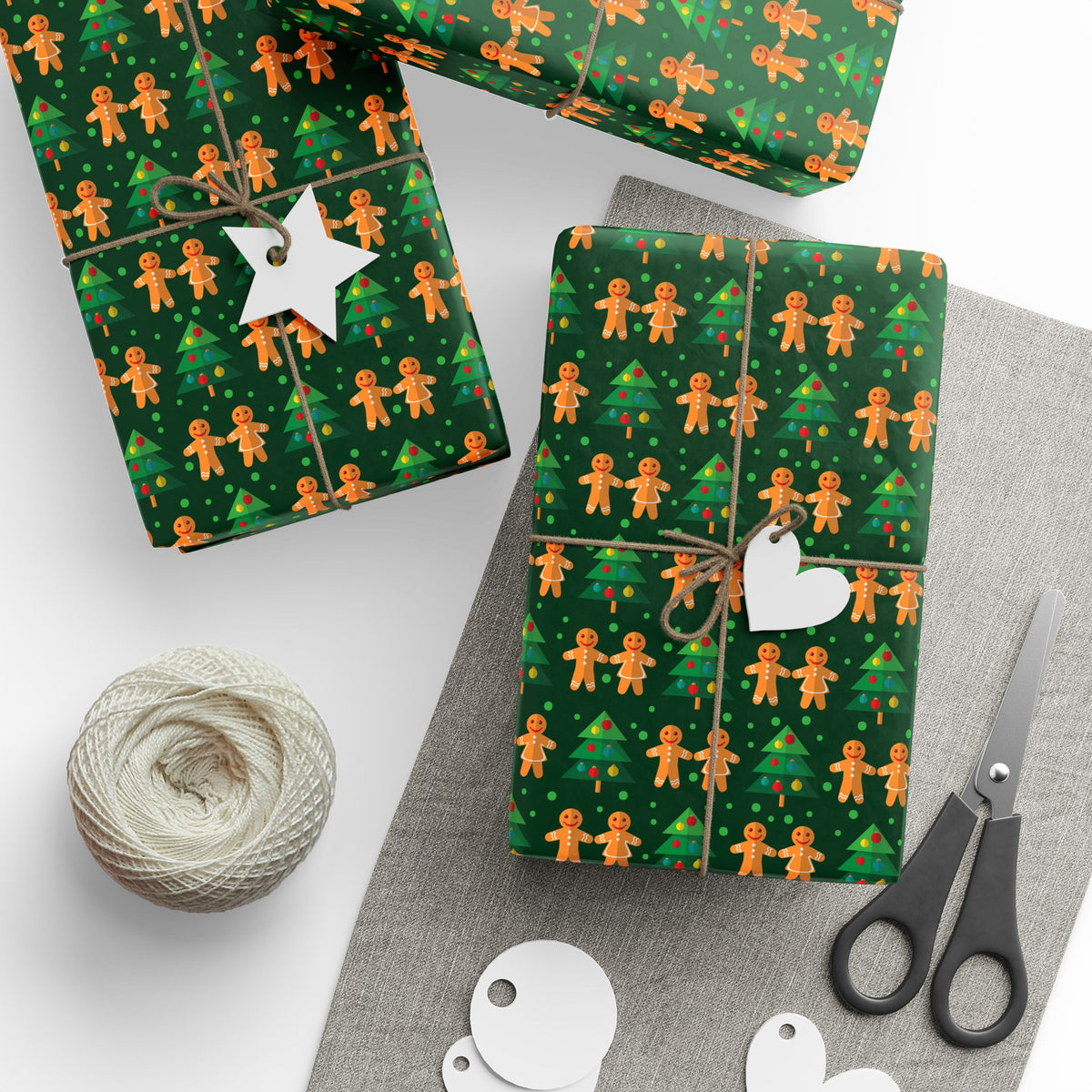 Christmas Gingerbread Holding Hands Wrapping Paper | Holiday Gift Wrapping Paper Roll