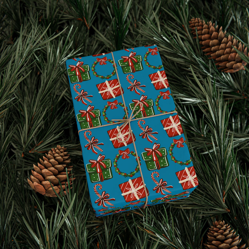 Christmas Watercolor Gifts Wrapping Paper | Holiday Gift Wrapping Paper Roll