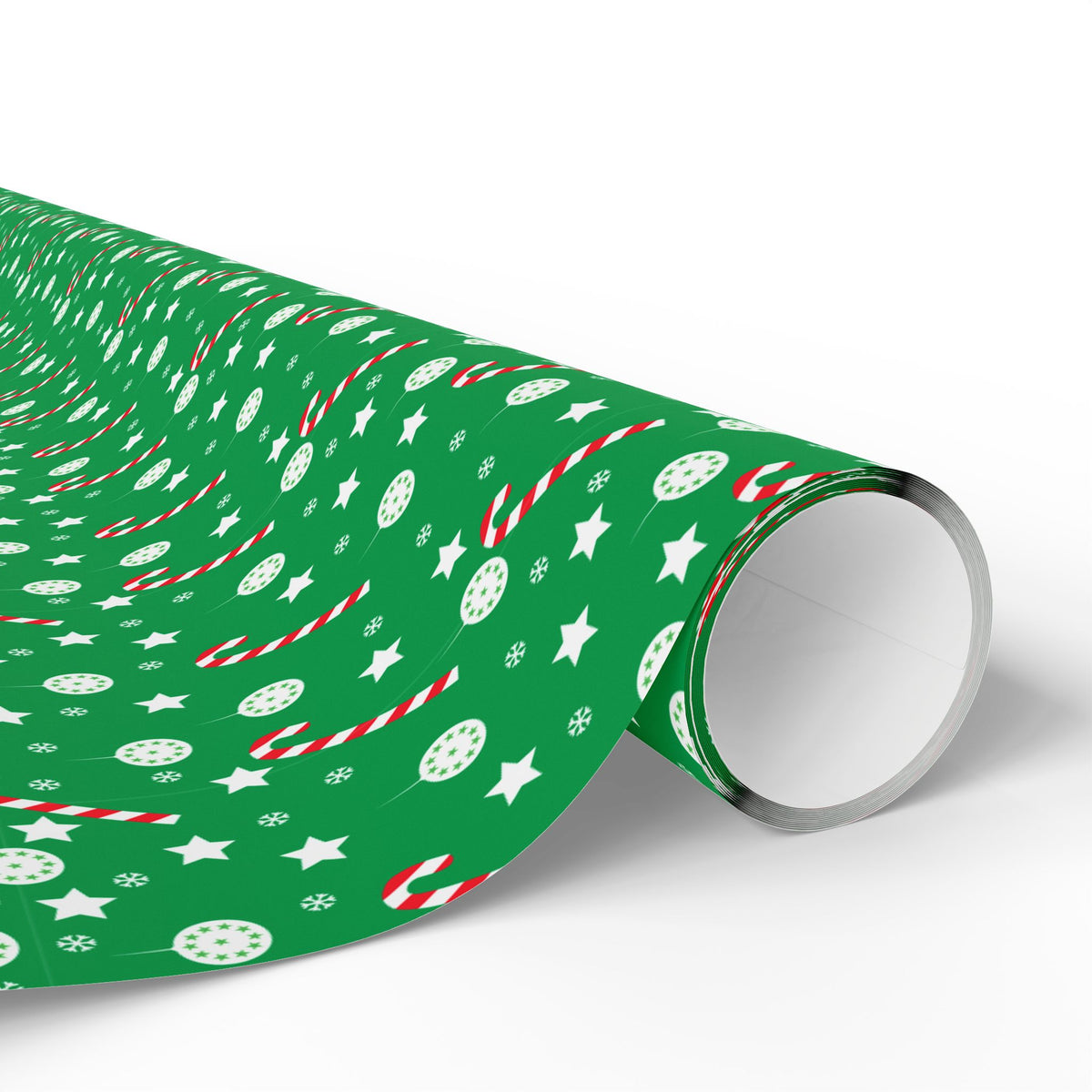 Christmas Green Candy Canes Wrapping Paper | Holiday Gift Wrapping Paper Roll