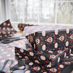 Day of the Dead Pumpkin Flowers Wrapping Paper | Holiday Gift Wrapping Paper Roll