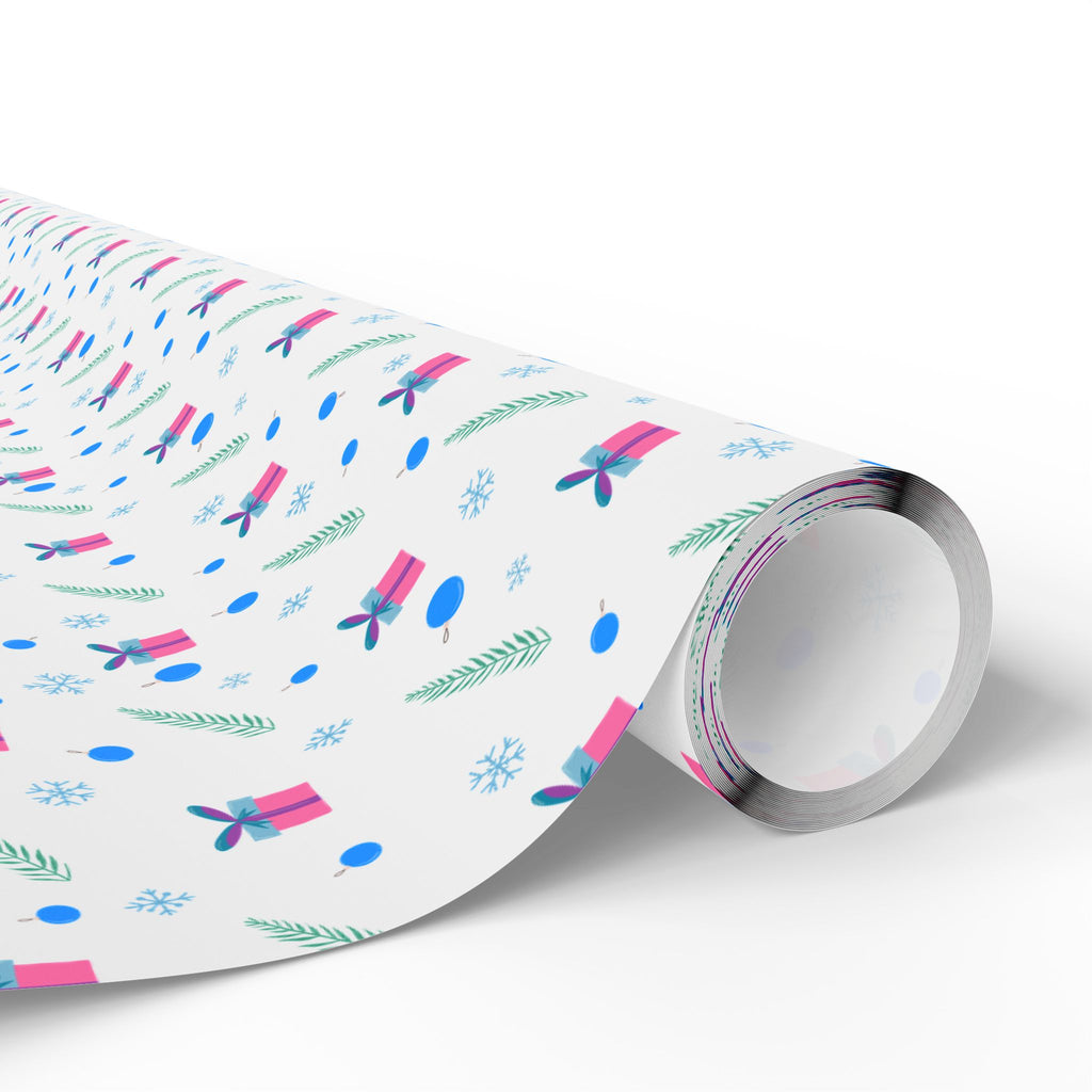 Christmas Festive Feathers & Bows Wrapping Paper | Holiday Gift Wrapping Paper Roll